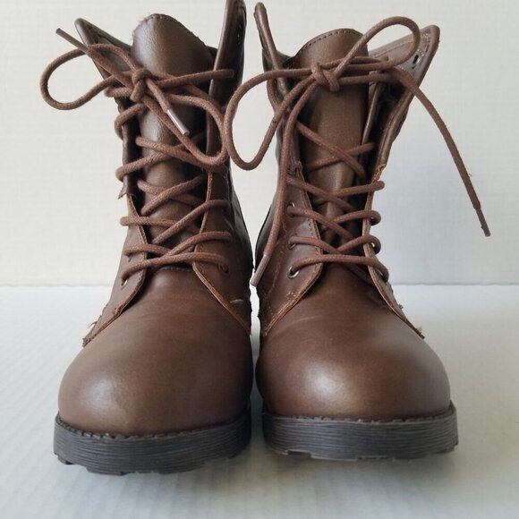 Rock & Candy Sprancie Lace Up Bootie Y2K Chunky Brown Block Heel Grunge Size 6.5 - Picture 3 of 11